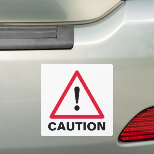 Custom red triangle caution sign icon car magnet