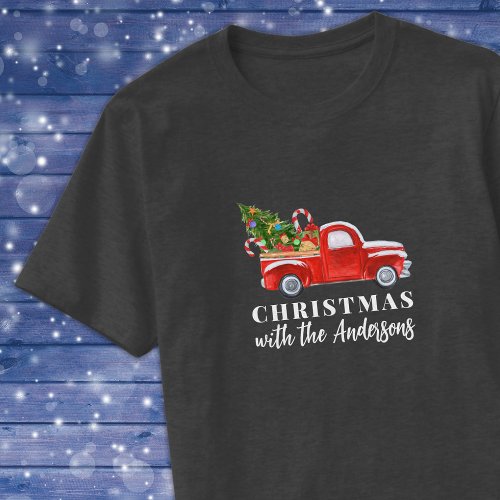 Custom Red Truck Matching Family Christmas T_Shirt