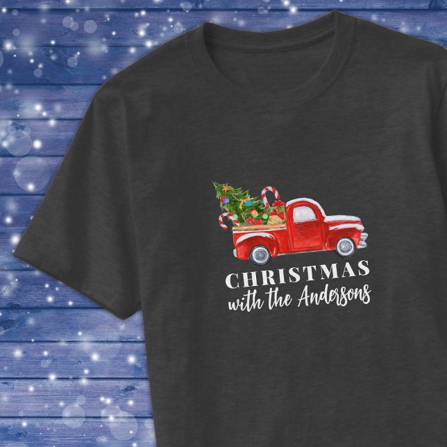 Custom Red Truck Matching Family Christmas T-Shirt (Creator Uploaded)