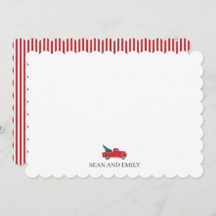 Custom Red Truck Vintage Christmas Logo Stationary Thank You Card