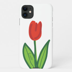 Custom red tulip flower Zazzle Basic smartphone iPhone 11 Case