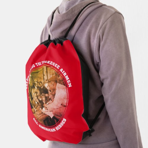 Custom Red TUSKEGEE AIRMEN Drawstring Bag