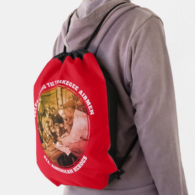Custom Red TUSKEGEE AIRMEN Drawstring Bag (Insitu)