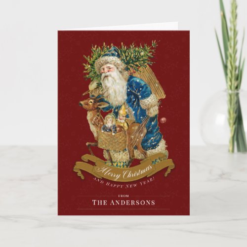 Custom Red Vintage Santa Claus Classic Christmas  Note Card