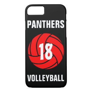 Custom Red Volleyball Number & Team Phone Case