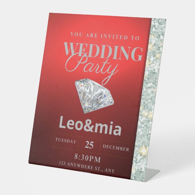 Custom Red Wedding Acrylic Sign (Front)