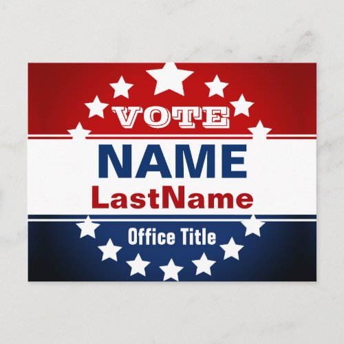 Custom Red White and Blue Election Template Postcard
