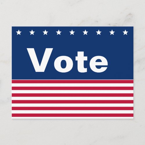 Custom Red White and Blue Stars and Stripes Vote Postcard