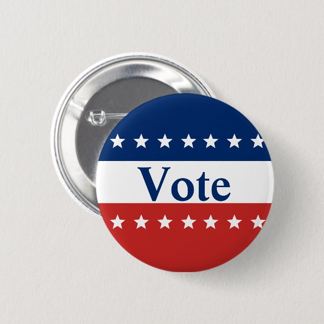 Custom Red White and Blue Vote (with White Stars) Button (Front & Back)