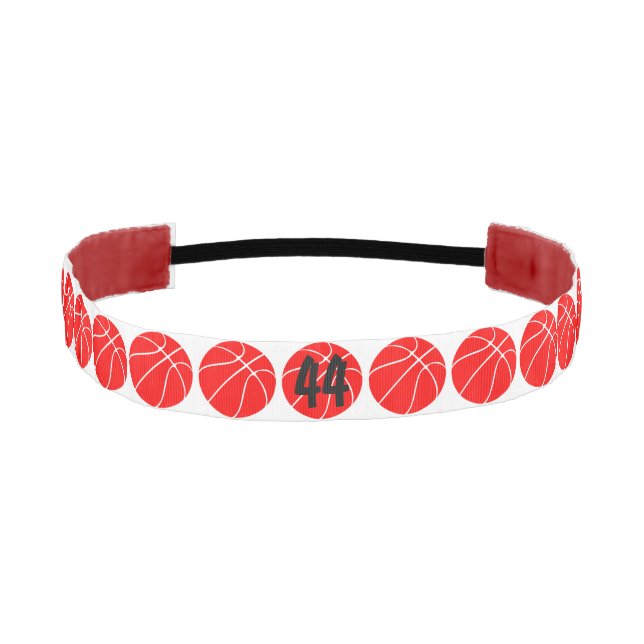 Custom Red & White Basketball Jersey Number Sports Athletic Headband (Front)