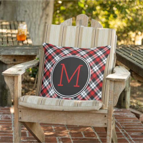 Custom Red White Black Lumberjack Tartan Pattern Outdoor Pillow