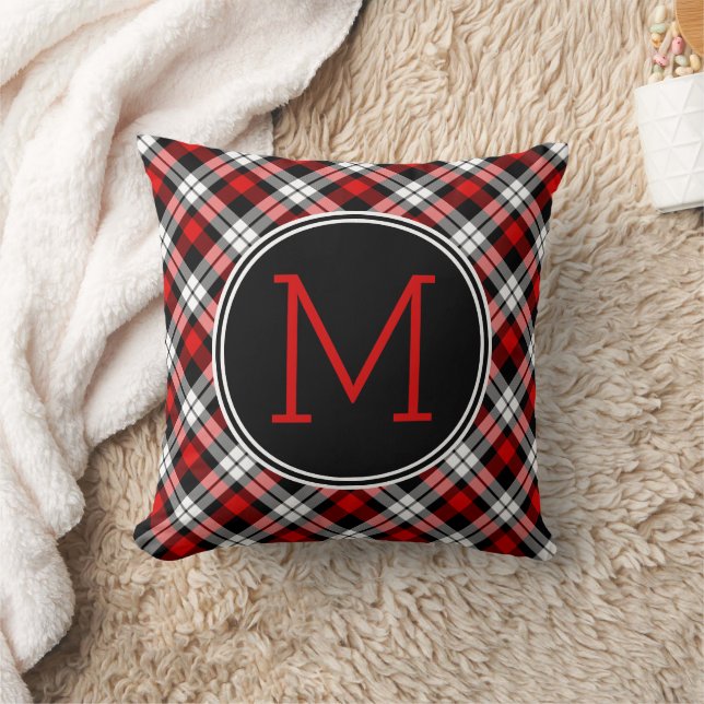 Custom Red White Black Lumberjack Tartan Pattern Throw Pillow (Blanket)
