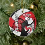 Custom - Red, White & Black - Volleyball 🏐💖 Ceramic Ornament<br><div class="desc">🥇AN ORIGINAL COPYRIGHT ART DESIGN by Donna Siegrist ONLY AVAILABLE ON ZAZZLE! "A Custom Order" - Volleyball 🏐 Sport Player Christmas Ornament. Impress your volleyball player with this DIY name design in a sharp RED, WHITE AND BLACK design. A great gift for any volleyball player, volleyball fan or a volleyball...</div>