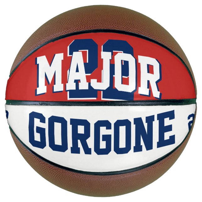 Custom Red White Blue Basketball Full Size School (Front)