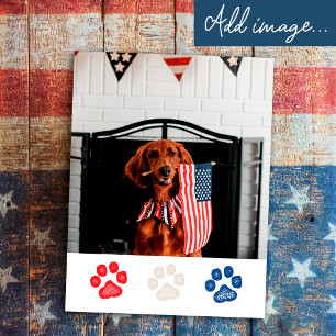 Custom Red White Blue Dog Patriotic 4th of July Holiday Postcard