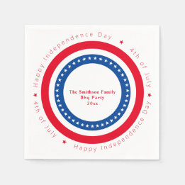 Custom Red White Blue Happy Independence Day Napkins