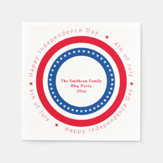 Custom Red White Blue Happy Independence Day  Napkins