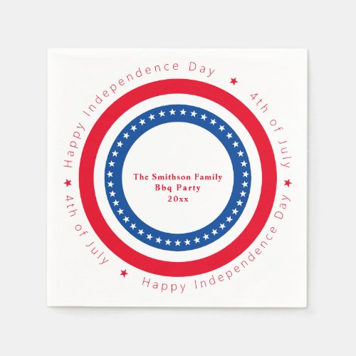 Custom Red White Blue Happy Independence Day  Napkins
