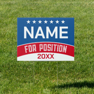 Custom red white blue simple modern campaign yard sign