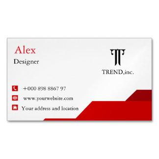 Custom Red & White Business Card Magnet 