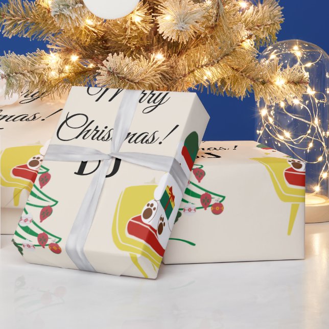 Custom Red White Cute Teddy Bear Merry Christmas Wrapping Paper (Holidays)