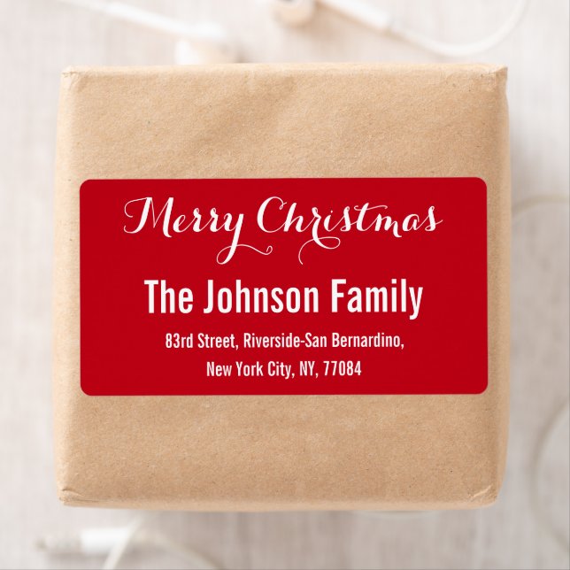 Custom Red White Elegant Christmas Return Address Label (Insitu)