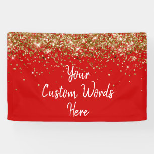 Custom Red White & Gold Birthday Party Photo Booth Banner