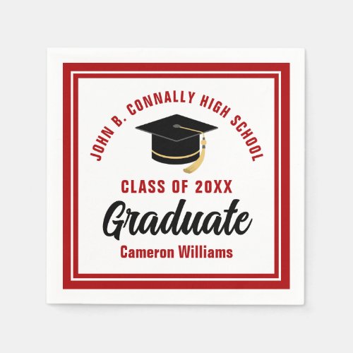 Custom Red White Graduate 2024 Graduation Party Napkins