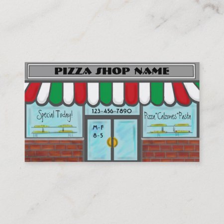 Custom Red White Green Pizza Business Cards