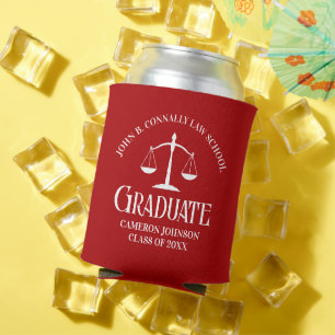 Custom Red White Law School Graduation Party Can Cooler