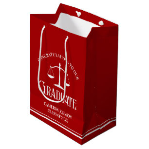 Custom Red White Law School Graduation Party Medium Gift Bag