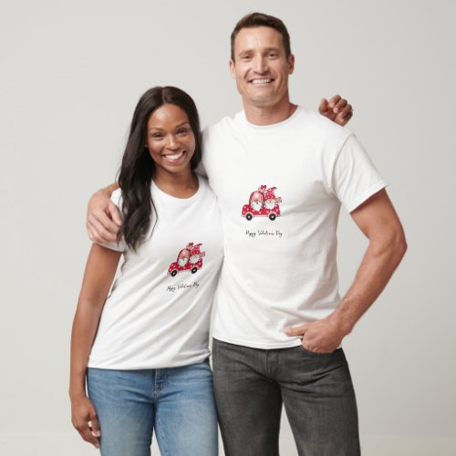 Custom Red White Modern Happy Valentines Day  T_Shirt