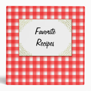 Custom Red White Plaid Recipe Binder