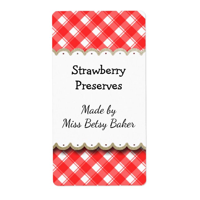 Custom Red White Plaid Recipe or Soap Labels (Front)