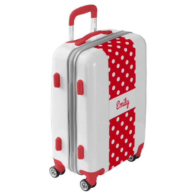 Custom red & white polkadot girls luggage suitcase (Rotated Left)