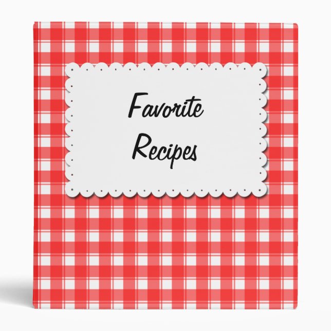 Custom Red White Recipe Binder (Front)