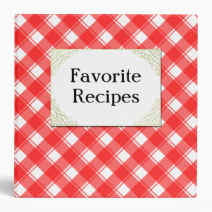 Custom Red White Retro Plaid Recipe Binder