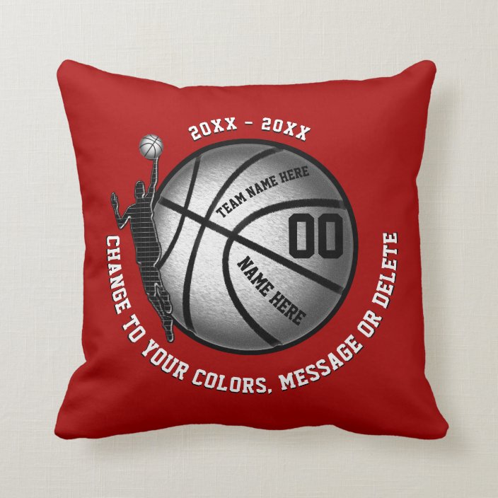 Custom Red White Senior Night Gifts For Basketball Throw Pillow