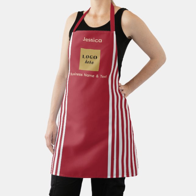 Custom Red & White Stripe Apron (Insitu)
