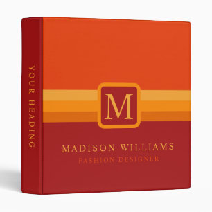 Custom Red Yellow Orange Maroon Color Block 3 Ring Binder