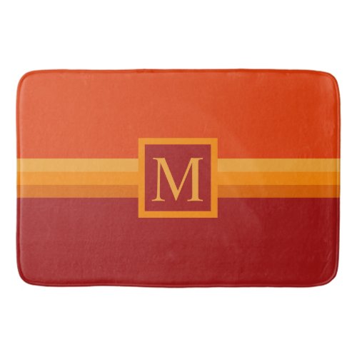 Custom Red Yellow Orange Maroon Color Block Bath Mat