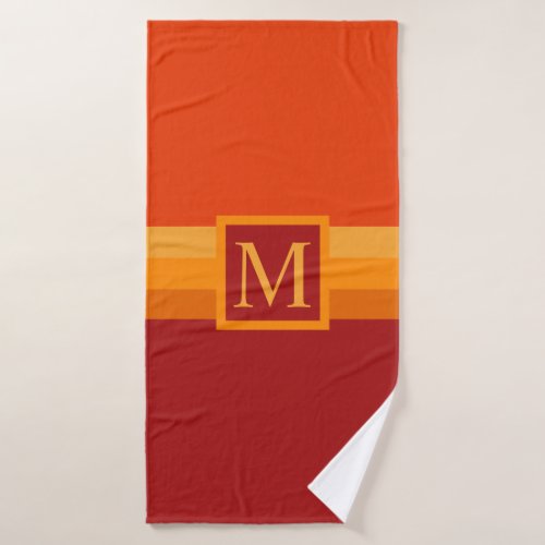 Custom Red Yellow Orange Maroon Color Block Bath Towel