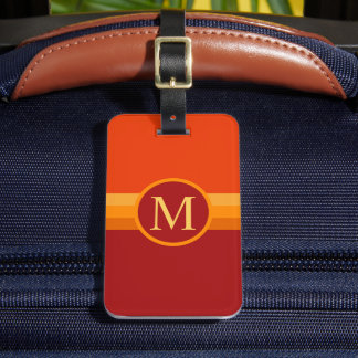 Custom Red Yellow Orange Maroon Color Block Luggage Tag