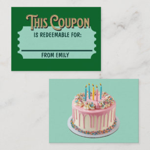 Custom Redeemable Ticket Gift Celebration Coupon Note Card