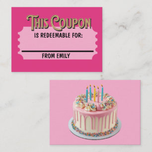 Custom Redeemable Ticket Gift Celebration Coupon Note Card