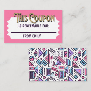 Custom Redeemable Ticket Gift Coupon 90s Card 