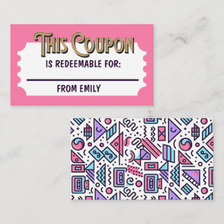 Custom Redeemable Ticket Gift Coupon 90s Card
