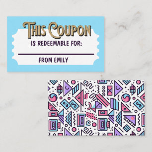 Custom Redeemable Ticket Gift Coupon 90s Card 