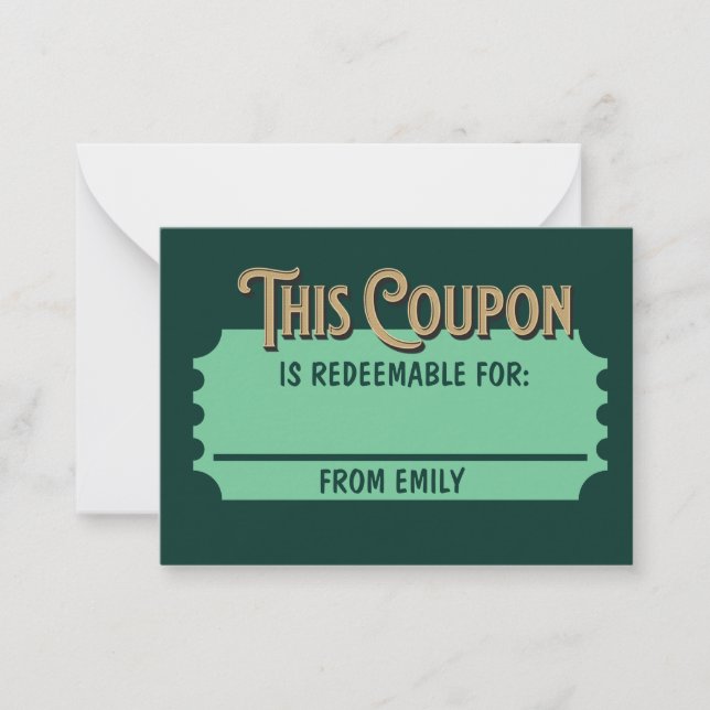 Custom Redeemable Ticket Gift Idea Coupon Card (Front)