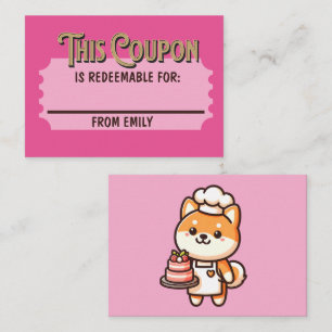 Custom Redeemable Ticket Gift Shiba Cake Coupon Note Card